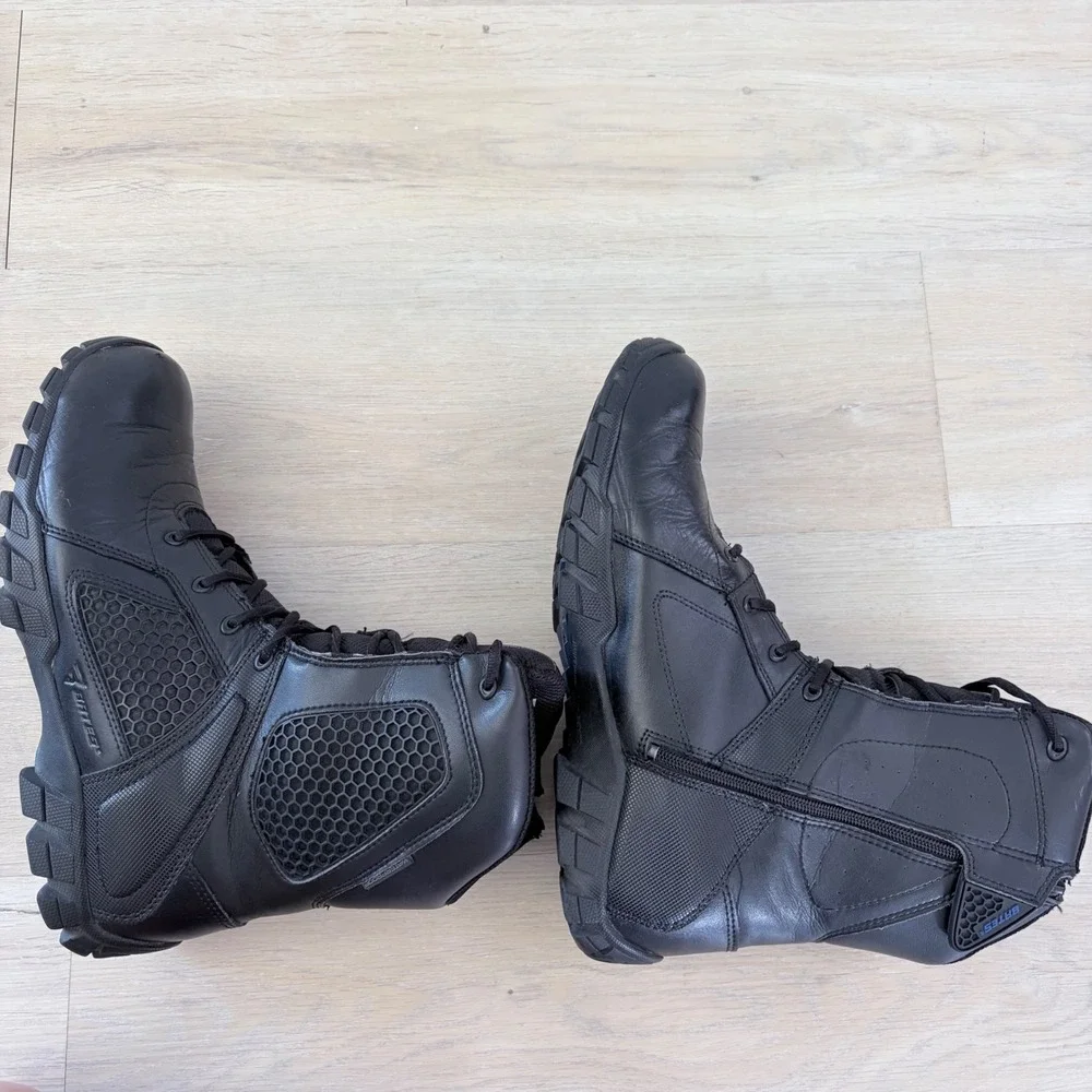 Bates E07008 Strike 8 Inch Side Zip Tactical Boots Mens 13 Black Leather Nylon